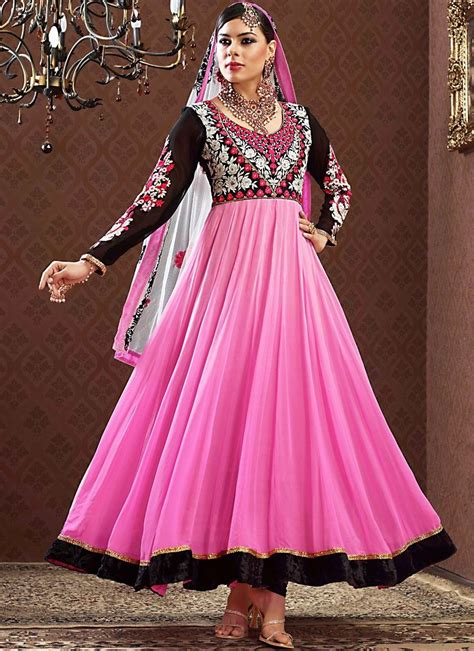 Enigmatic Black And Pink Anarkali Suit