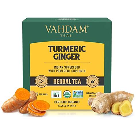VAHDAM Organic Turmeric Ginger Powerful SUPERFOOD Blend 15 Tea Bag
