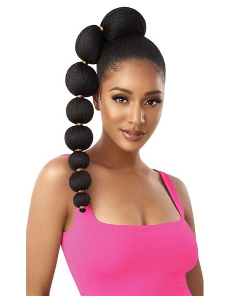New Fancy Long Synthetic Pony Hair Extension Afro Puff Straight Yaki