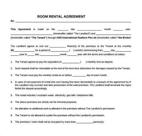 simple rental agreement templates