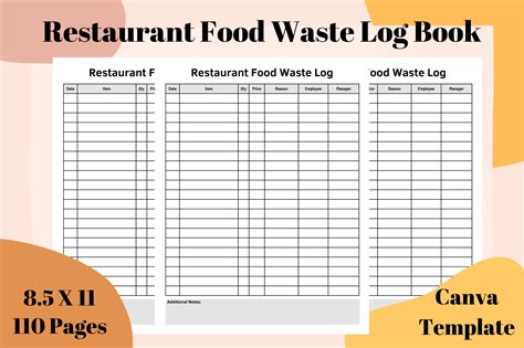 Restaurant Waste Food Log Book Canva Graphic By BKS Studio Creative