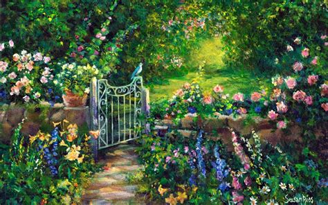 Spring Garden Painting Wallpapers Wallpaper Cave