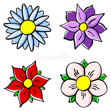 Flores Coloridas Dos Desenhos Animados Ilustração Do Vetor Ilustração