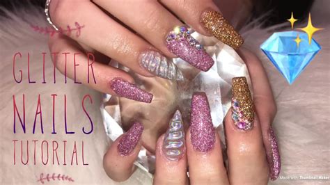 Acrylic Glitter Nails Tutorial Youtube