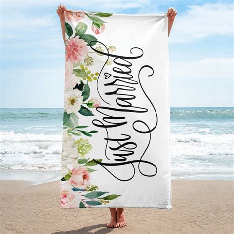 Just Married Beach Towel Wedding T Bride Beach Towel Newlywed T