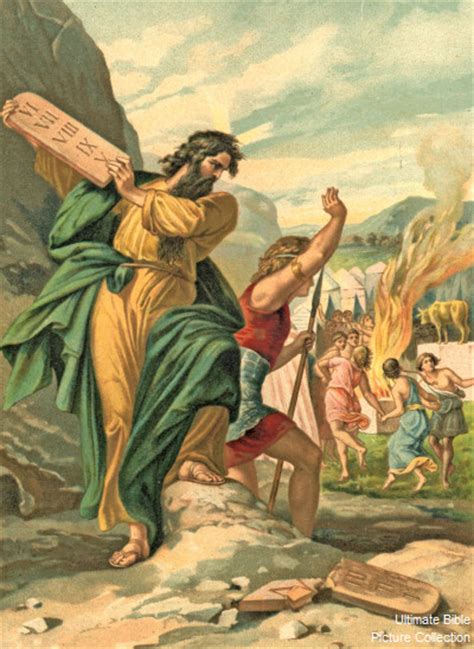 Exodus 32 Bible Pictures Moses Breaks The Ten Commandments