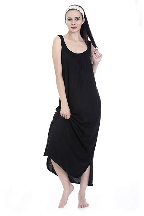 Buy Womens Cotton Nighty Long Slip Set Of 2 Black White Online ₹499 From Shopclues
