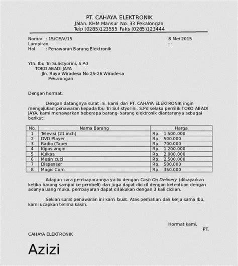 16 Contoh Surat Penawaran Barang Elektronik Furniture Contoh Surat