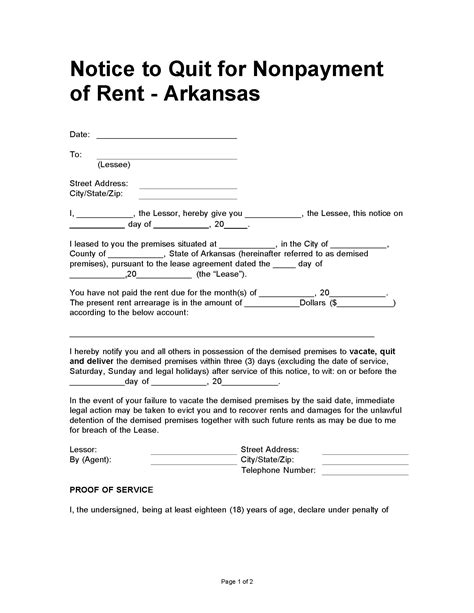 Arkansas Eviction Notice Template Portal Tutorials