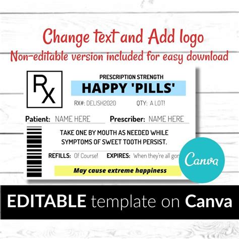Rx Prescription Label Editable And Printable 10 Tags Etsy Label