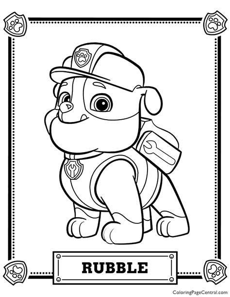 Paw Patrol Rubble Coloring Page Coloring Page Central