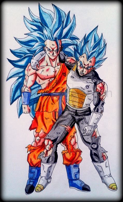 Goku And Vegeta Ssj Blue Color Pencil Art By Aashananimeart On Deviantart