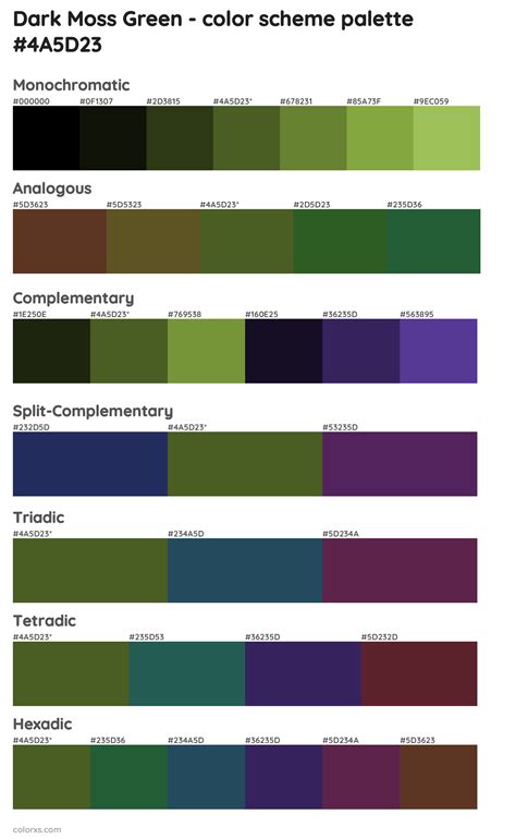 Dark Moss Green Color Palettes