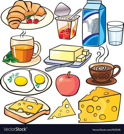 Breakfast Icons Set Royalty Free Vector Image Vectorstock Pattern