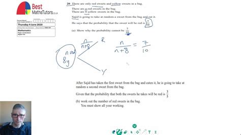 Algebraic Probability Trees Gcse Maths Edexcel Higher Tier Paper 2