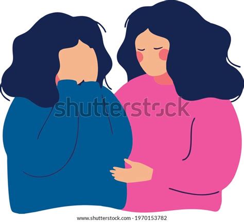 Young Woman Comforting Her Crying Best Stock Illustration 1970153782