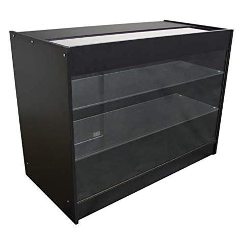 Retail Glass Shelf Product Display Shop Counter Showcase Lockable Cabinet Unit Black K1200
