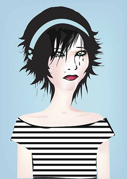 Crying Emo Girl Portrait Pics Illustrations Royalty Free Vector
