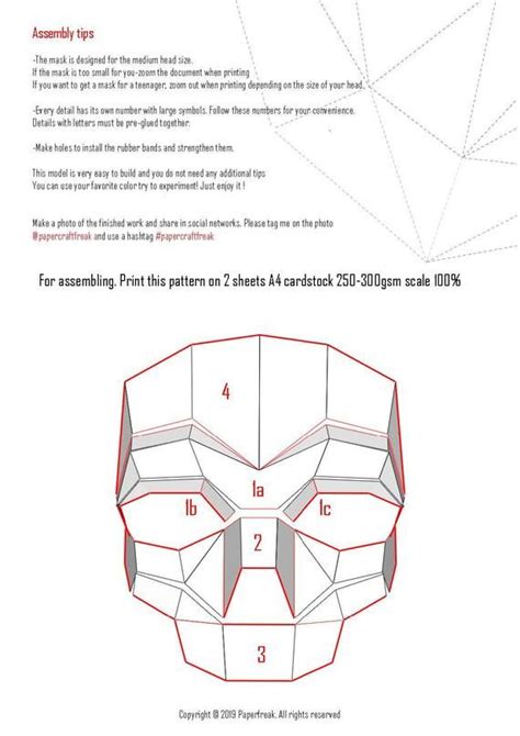 Papercraft 3d Skull Mask Halloween Pepakura Festival Low Poly Etsy In