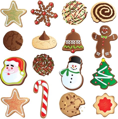 Soft christmas cookies in gingerbread man, candy cane, and tree shapes on a white plate. christmas cookies images clip art - Clip Art Library