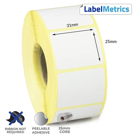 31 X 25mm Direct Thermal Labels Removable Adhesive Labelmetrics