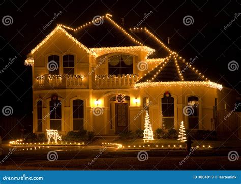 Decorated And Lighted House At Night Stock Image Image Of Style