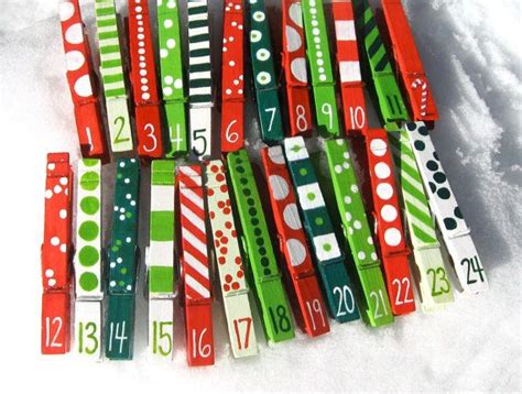 Advent Calendar Clothespins 25 Hand Painted Numbered Clothes Etsy
