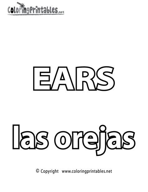 Spanish Word For Ears Coloring Page A Free Spanish Coloring Printable