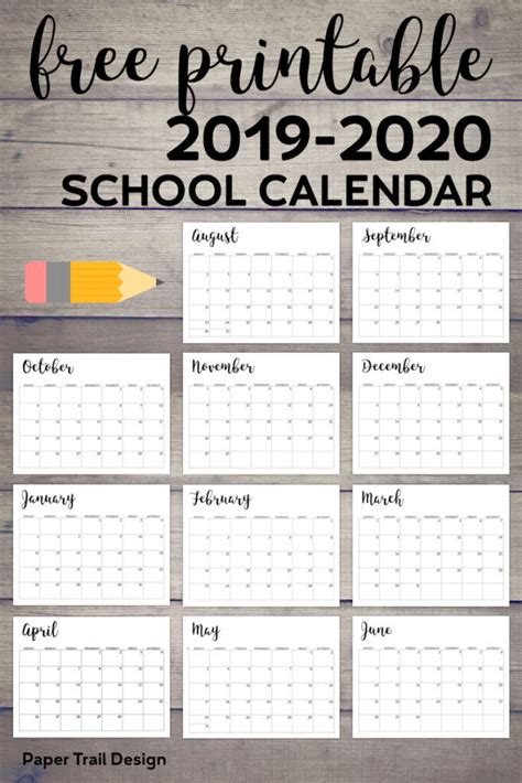 2019 2020 Printable School Calendar Artofit