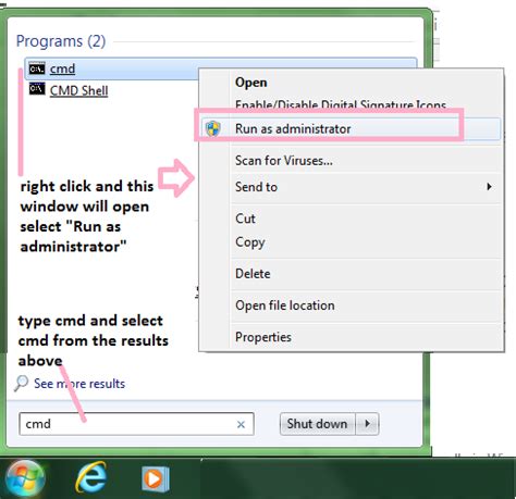 Type cmd and make sure the command prompt is selected in the result select run as administrator on your right side. Open an elevated command prompt