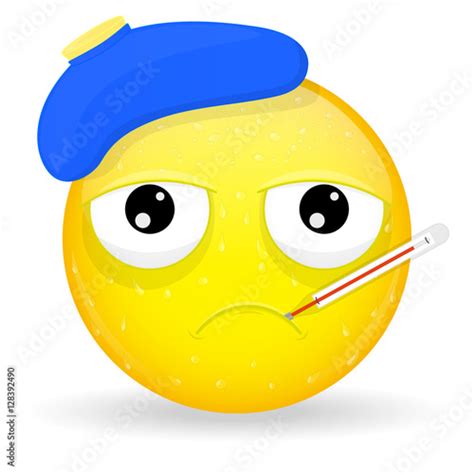Sick Emoji Emotion Of Unhappiness Ailing Emoticon Cartoon Style