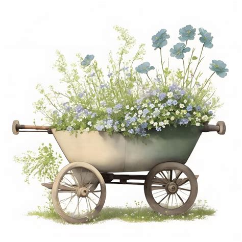 Premium Ai Image Wheelbarrow With Flowers Clipart