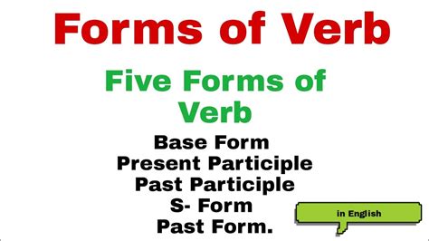 Forms Of Verb Five Forms Of Verb In English Verb Forms In English YouTube