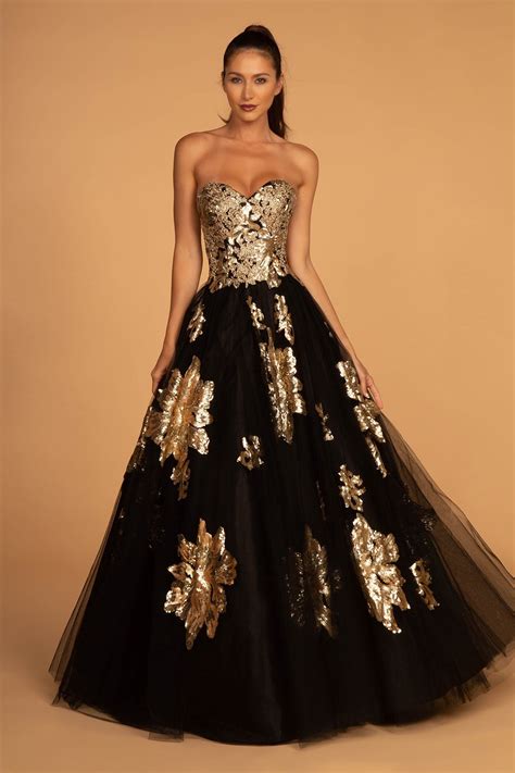 Black And Gold Sweetheart Long Prom Dress A Line Prom Dresses Gowns Masquerade Ball Gowns