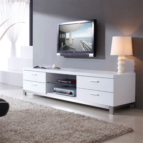 White Modern Tv Stand Modern Style Tv Stand In A Satin White Finish