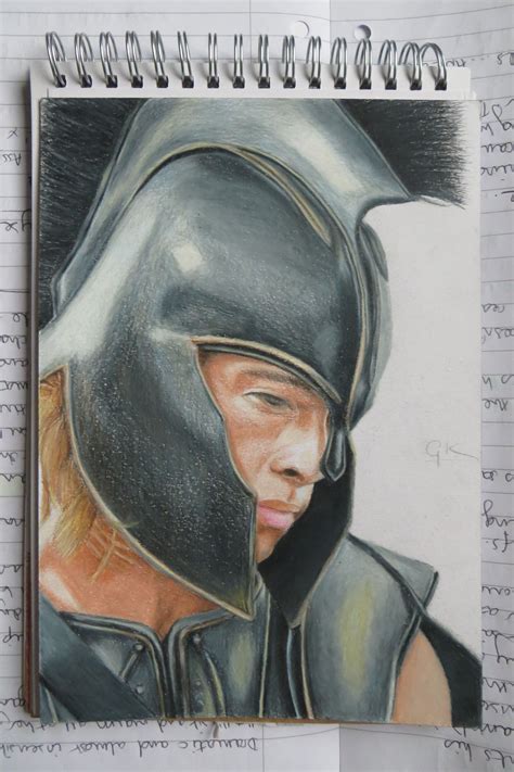 A Drawing Of The Character Achilles In Troy 2004 Played By Brad