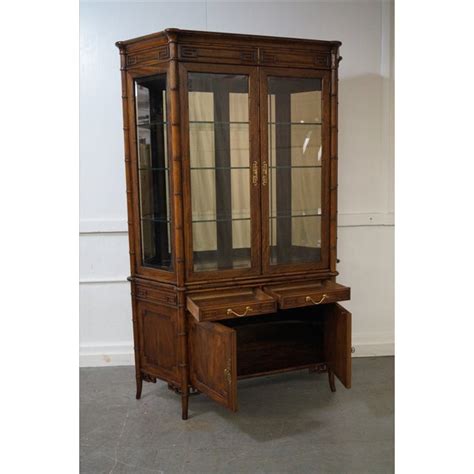 Find curio in hutches & display cabinets | buy modern and vintage hutches and cabinets in markham / york region. Century Vintage Walnut Faux Bamboo Curio Cabinet | Chairish