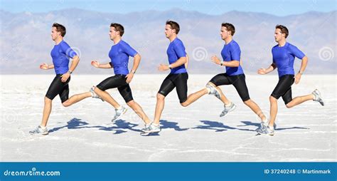 Running Man Runner In Speed Motion Composite Stock Photo Image