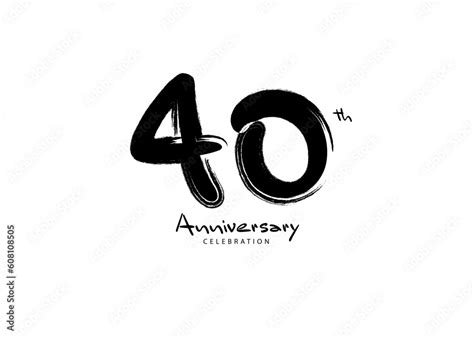 40 Years Anniversary Celebration Logo Black Paintbrush Vector 40