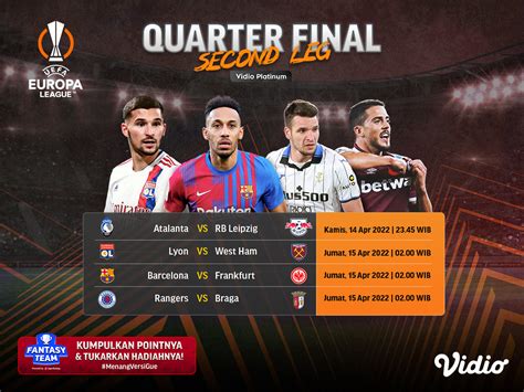 Jadwal Dan Link Live Streaming Leg Kedua Perempat Final Liga Europa