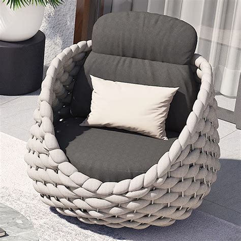 Textilene Rope Woven Outdoor Accent Chair With Removable Cushion