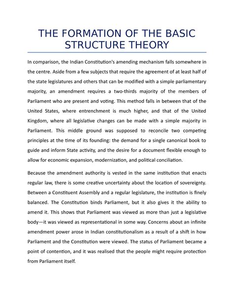 The Formation Of The Basic Structure Theory The Formation Of The