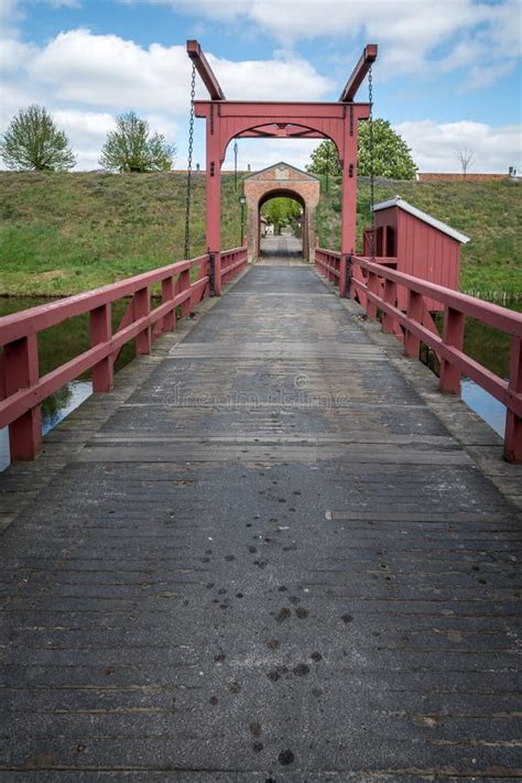 Old Red Bridge At The Old Fort Bourtange Stock Photo Image Of History