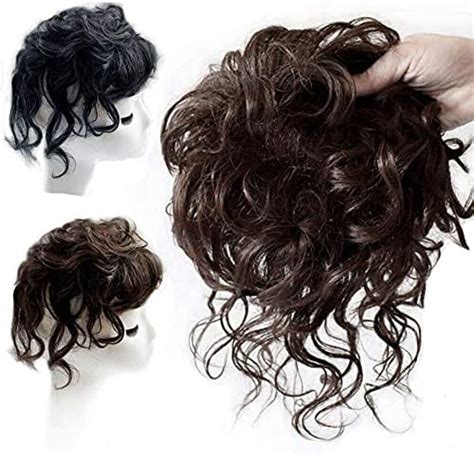Short Curly Women Toupee 100 Real Human Hair Curly Topper Long Fluffy