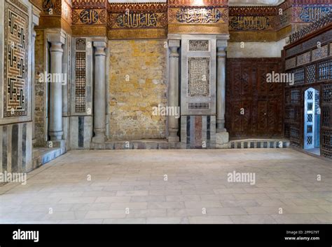 Interior View Of Decorated Marble Walls Surrounding The Cenotaph In The