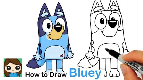 How To Draw Bluey The Blue Heeler Puppy Youtube