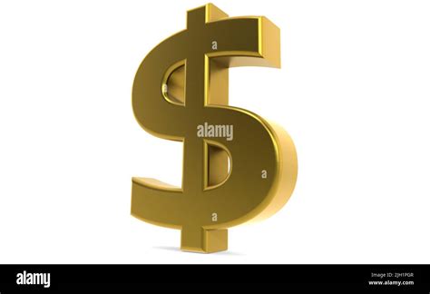 Golden Dollar Sign Isolated On White Background 3d Rendering Stock