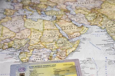 Mapa Z Afryka Wschodnia Turystyczną Wizą W Paszporcie Obraz Stock