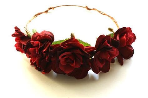 Red Rose Flower Crown Red Flower Crown Rustic Wedding Accessories Flower Crown