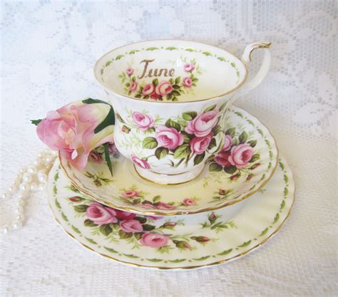 Royal Albert Flower Of The Month Tea Trio Month Of June Pink Etsy Special Birthday Ts